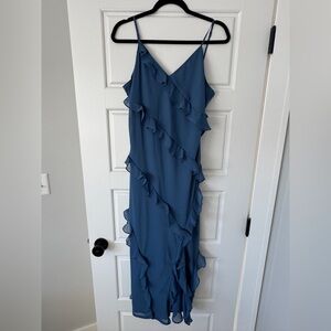 A New Day Blue Ruffle Midi Dress